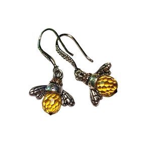 Honeybee Earrings with Faceted Gold CZ Gemstones - Super Cute!